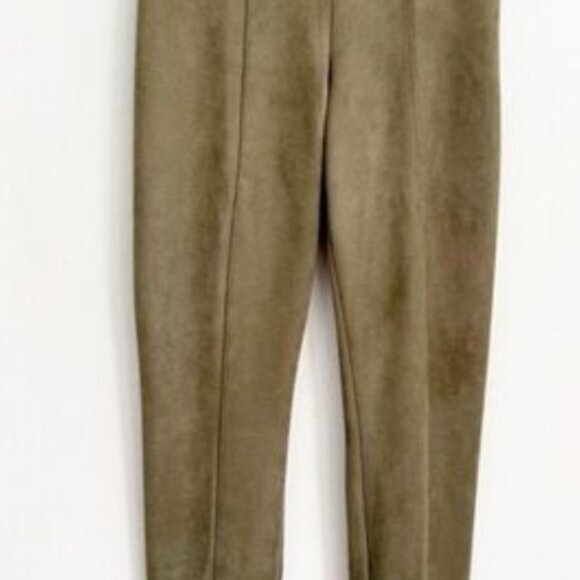EXCLUSIVE White House Black Market Olive Green Faux-Suede Runway Leggings - Picture 2 of 9